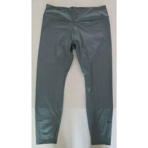 Nike DC7174 387 Women's Sz XL Dark Teal Green Faux-Leather Mid-Rise 7/8 Leggings